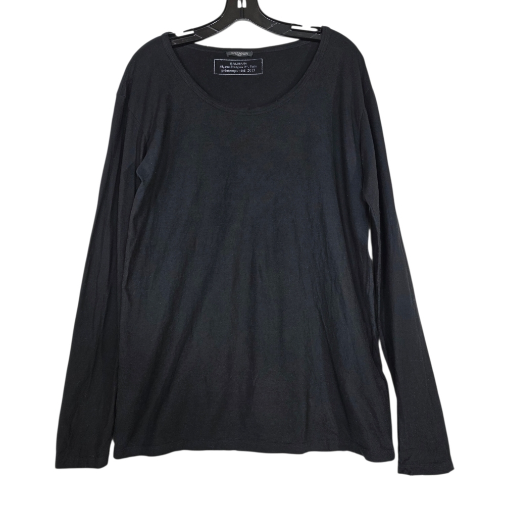 Balmain printemps-été 2013 cotton intentional cut edges basic long sleeves tee